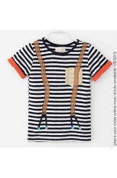 Strip Tees with Printed Suspender.